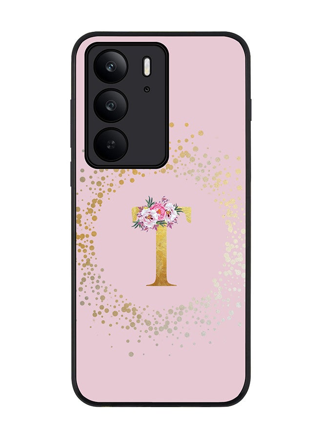 For Realme C75x / C75 4G Case,Slim fit Camera Protection, Shockproof Thin Phone cover  - Custom Monogram Floral - T  (Pink )